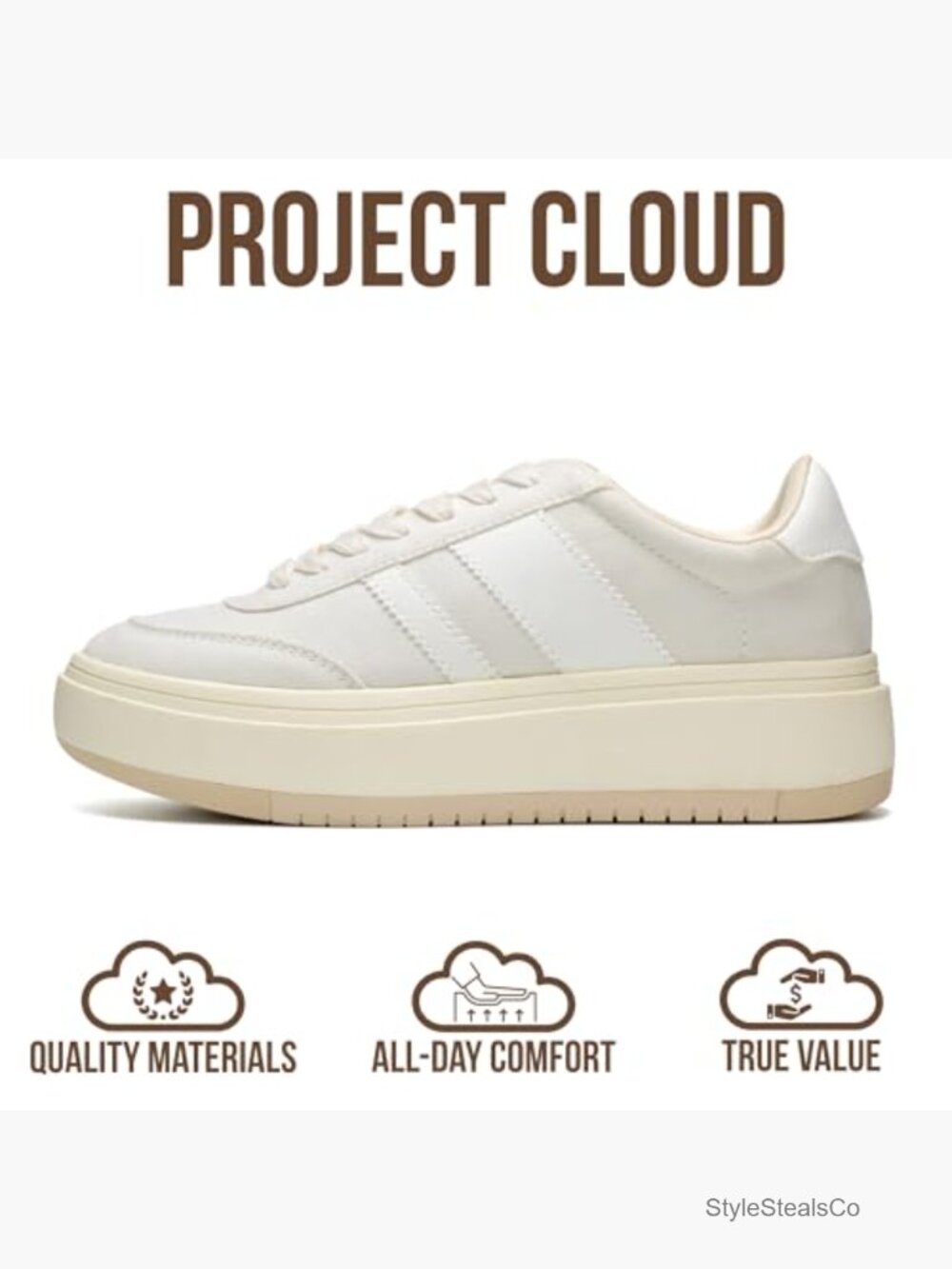 Platform Sneakers, Memory Foam, Non-Slip, Lace-Up, Casual - Picture 3 of 5